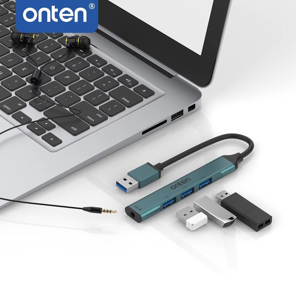 Adaptador Audio Jack 3.5mm y 3 USB 2.0 OTN-5706 PC Mac