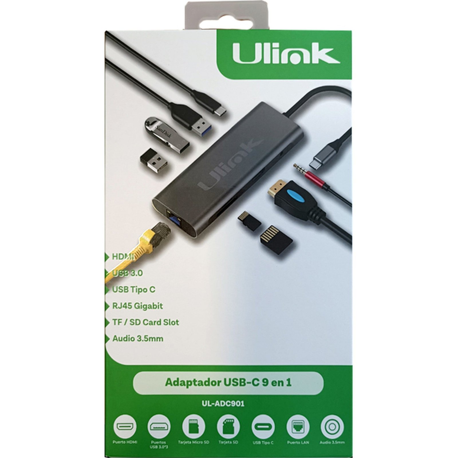 Adaptador USB-C Multipuerto 9 en 1 Ulink UL-ADC901