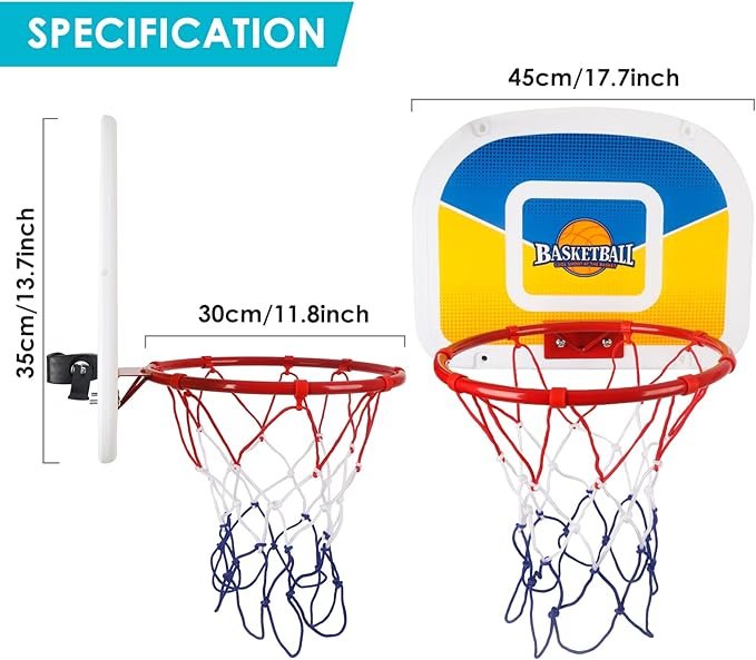 Aro de Baloncesto con Tablero Incluye Balón y Bomba 44x33cm