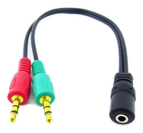 Cable Adaptador Audífono Y Micrófono A 1 Plug 3.5mm Para Pc