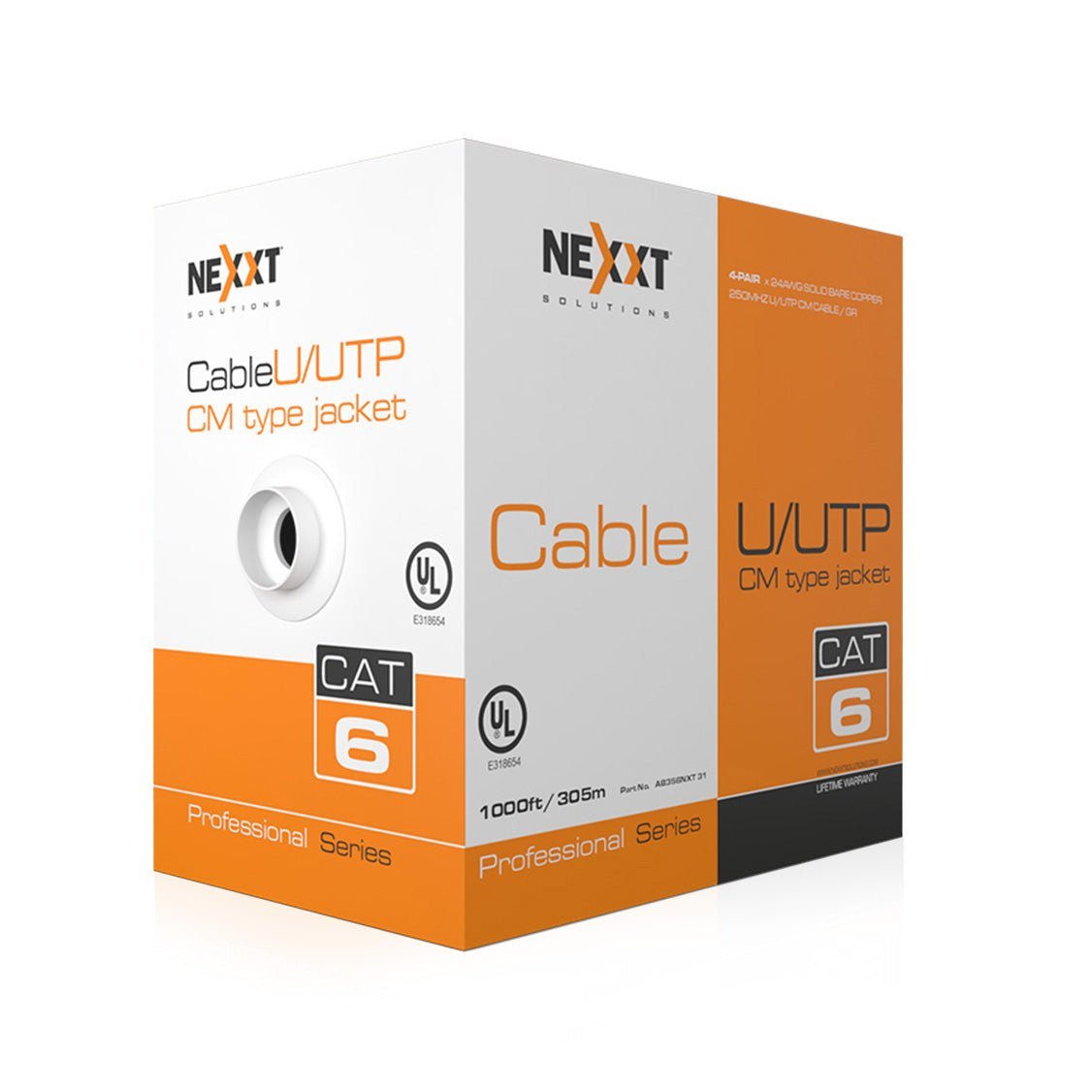 Cable de Red U/UTP Cat6 100% Cobre 305Mts 24AWG Nexxt Gris