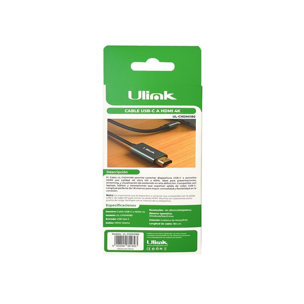 Cable USB - C a HDMI 4K 1,8 m ULink UL - CHDMI180