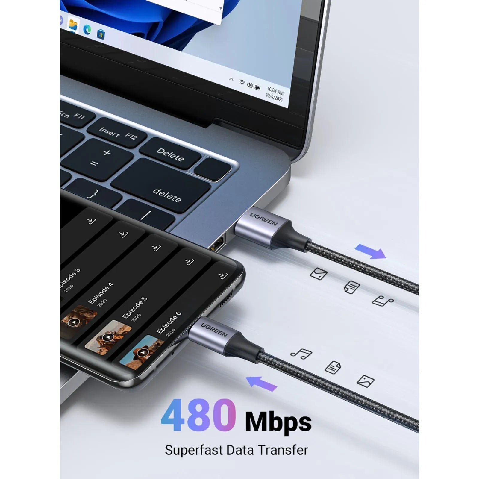 Cable USB - C a USB - A UGREEN 3A 1 Metro Reforzado US288 Negro