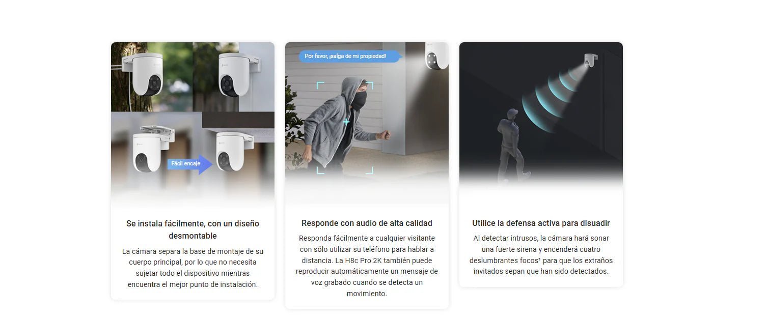 Cámara WiFi Exterior EZVIZ H8c Pro 2K Sirena Luz Audio