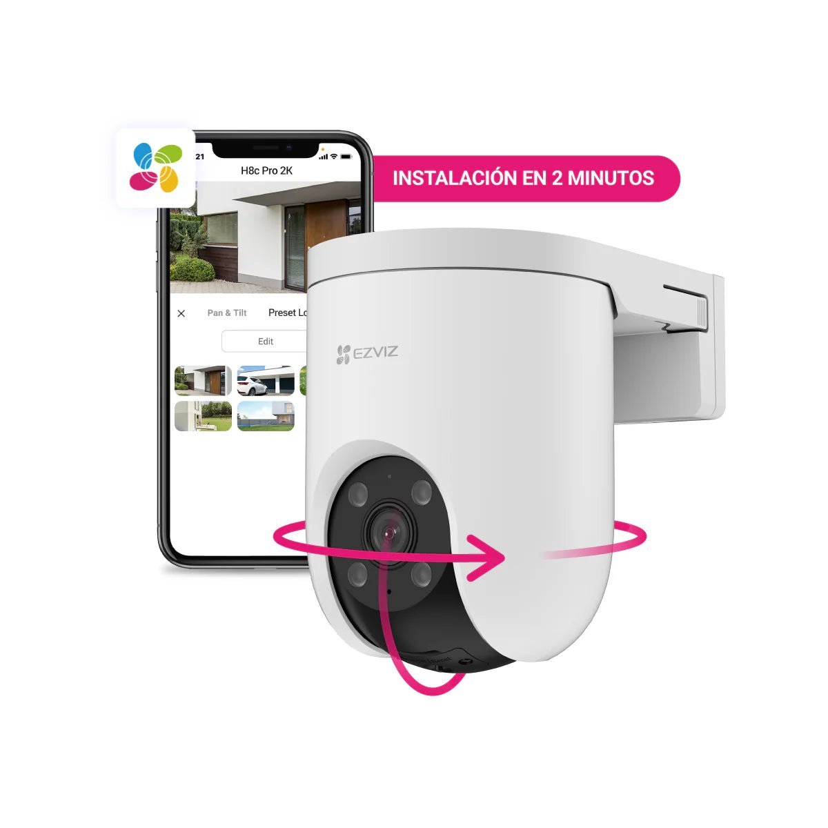 Cámara WiFi Exterior EZVIZ H8c Pro 2K Sirena Luz Audio