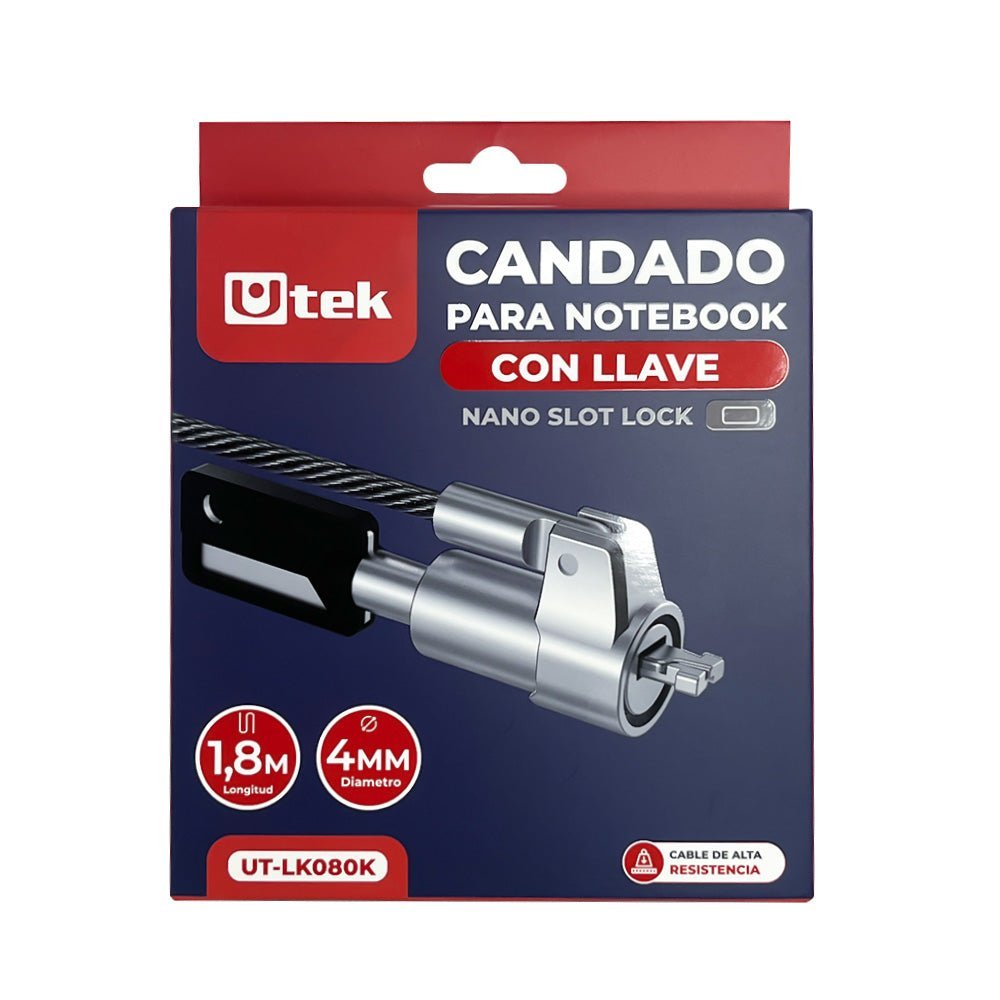 Candado Notebook Slot Nano con Llave 1.8m UT - LK080K