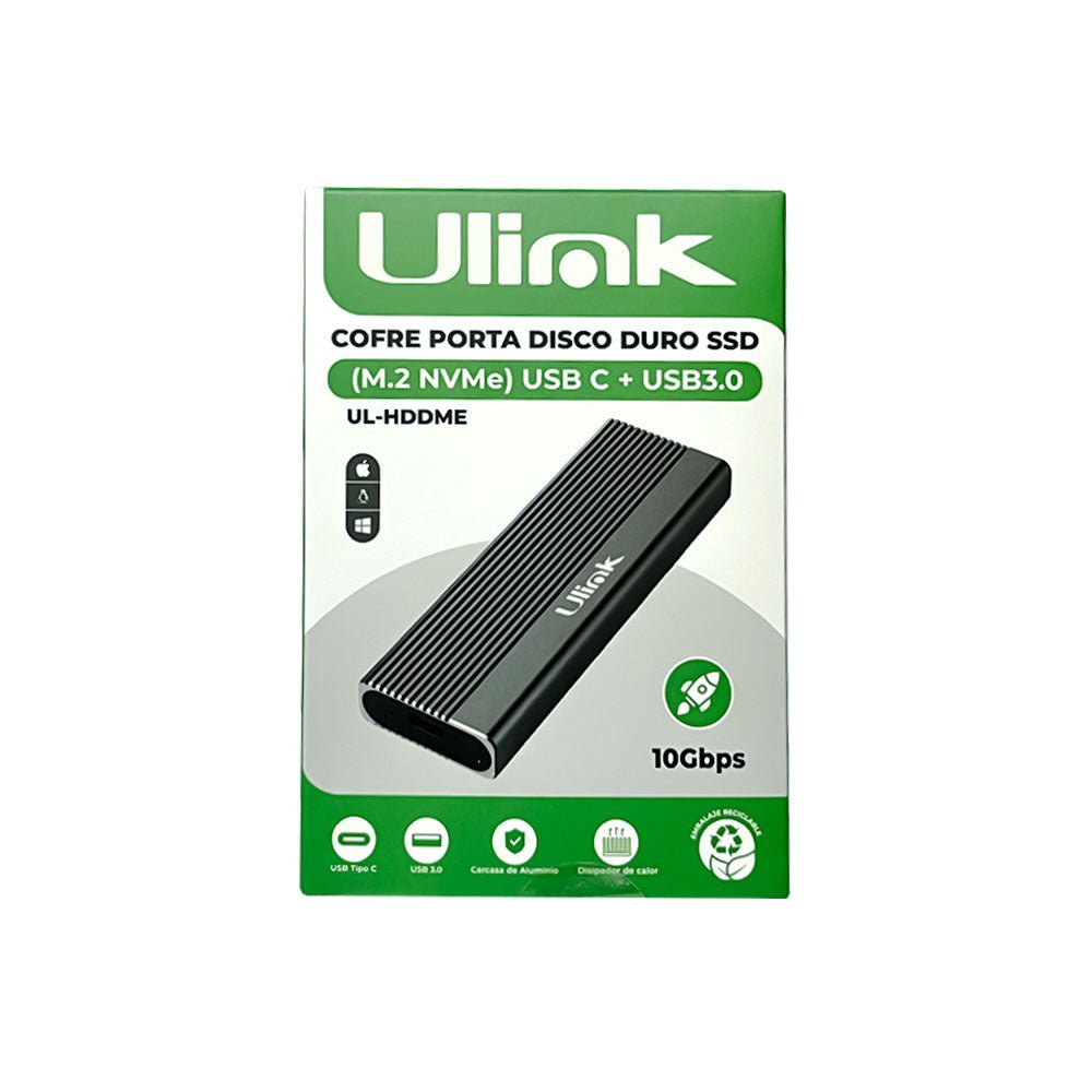 Cofre porta Disco Duro SSD M.2 NVMe USB - C UL - HDDME