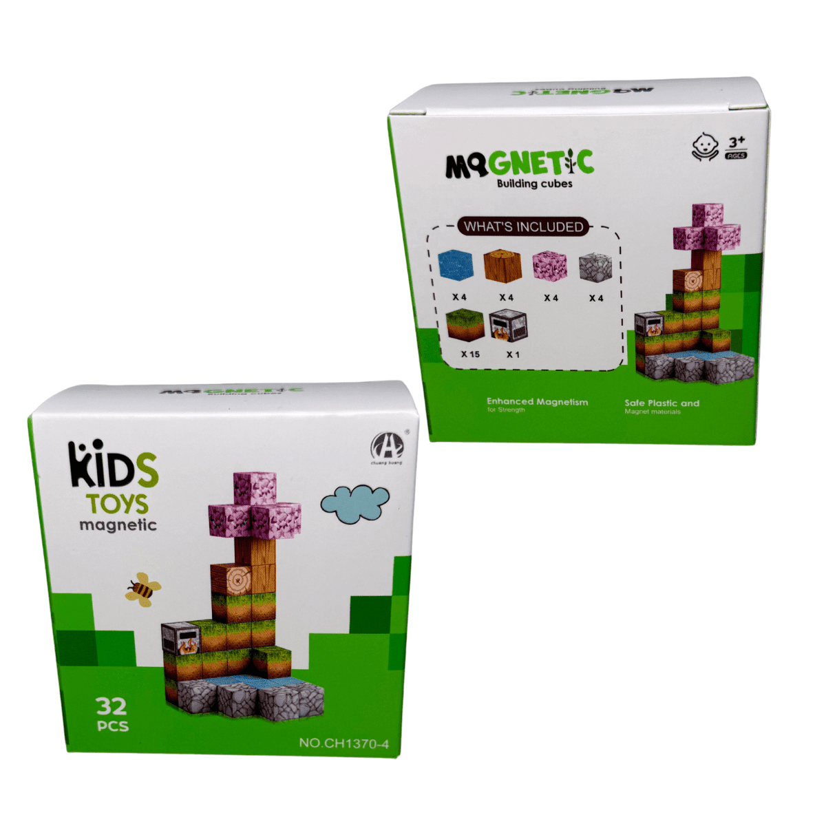 Cubos Magnéticos de Construcción 32 Piezas Pack X12