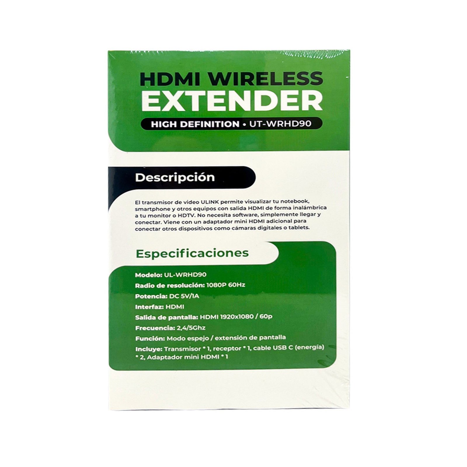 Extensor HDMI Inalámbrico UL - WRHD90 Transmisor y Receptor