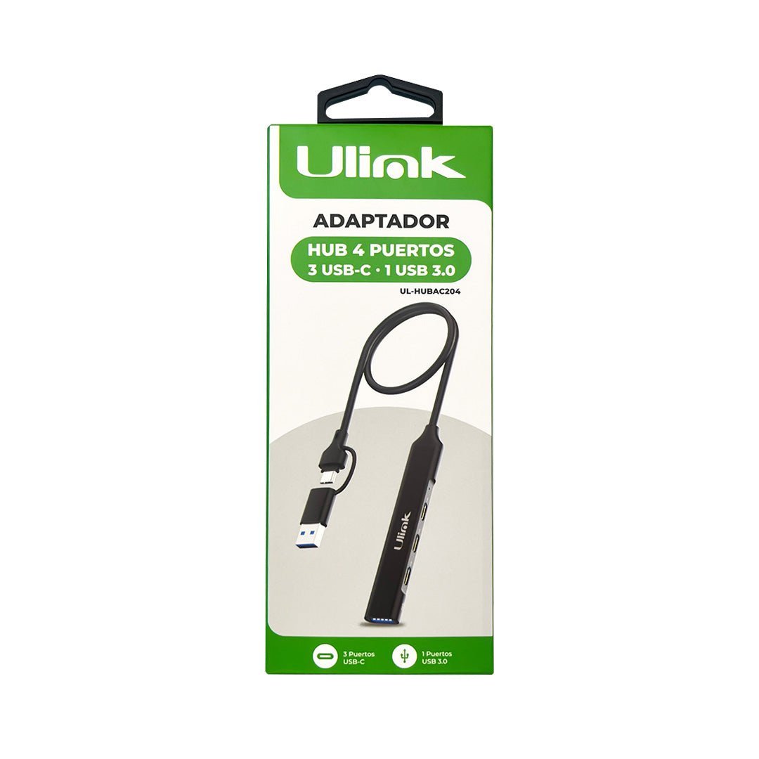 Hub USB 3.0 4 puertos 3x USB - C + USB - A UL - HUBAC204ULINKItems Digital Spa – Tecnología, Hogar y Fitness en un solo lugar