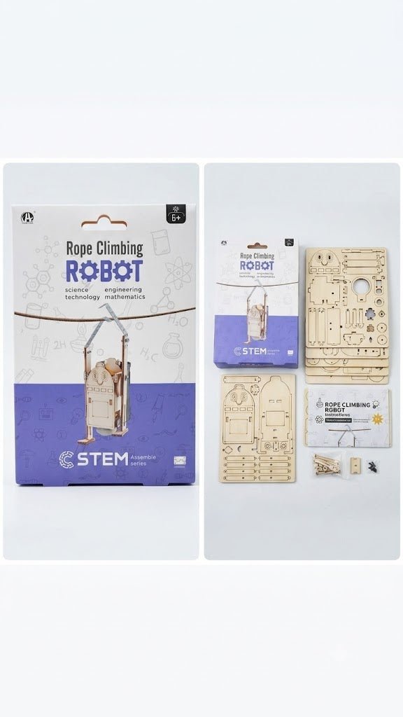 Juguete Educativo STEM Robot Trepador Cuerda Madera