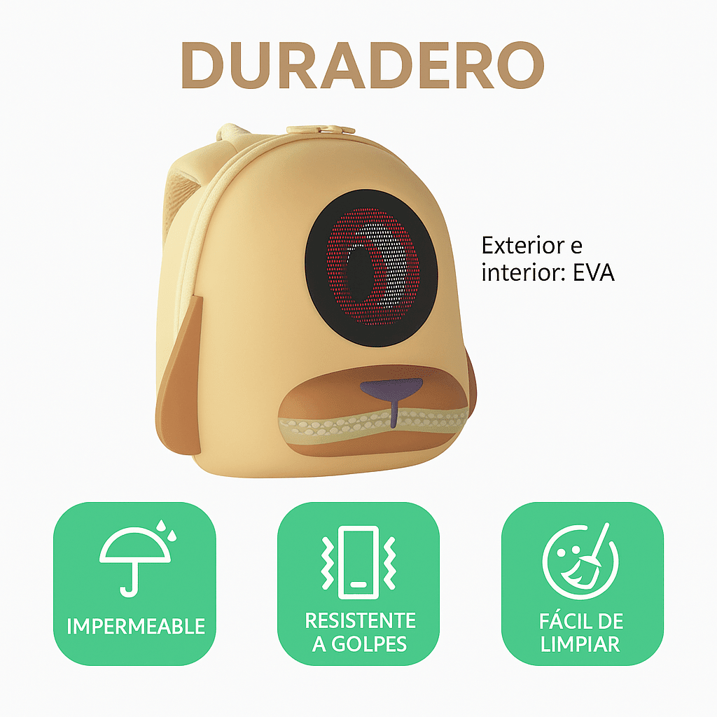 Mochila Infantil LED Interactiva 24×18×22 cm Diseño Perrito