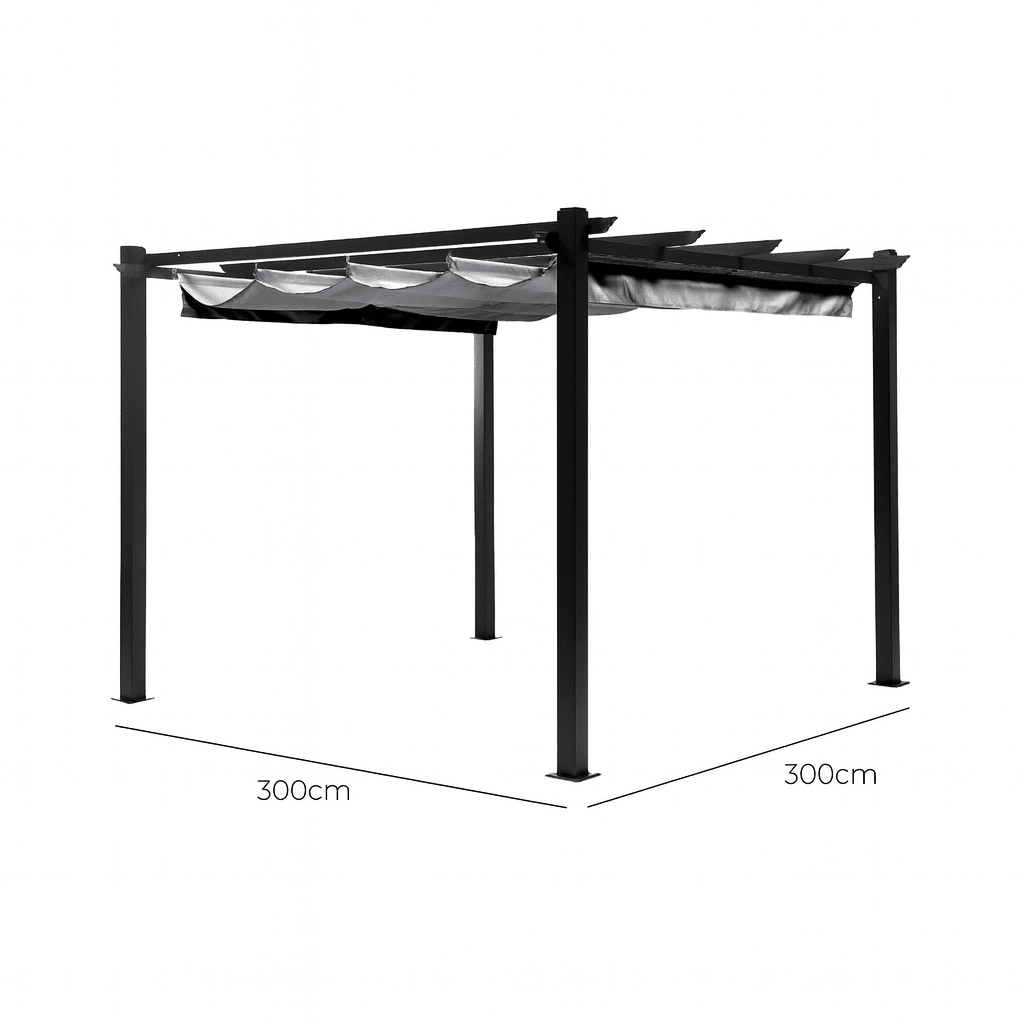 Pérgola de Aluminio 3x3m con Techo Retráctil