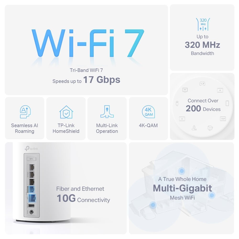 Router Deco BE75 Mesh WiFi 7 Pack 2 Nodos Tri - Band