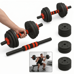 Set de Pesas 20 Kg 3 en 1 Mancuernas Convertibles a Barra