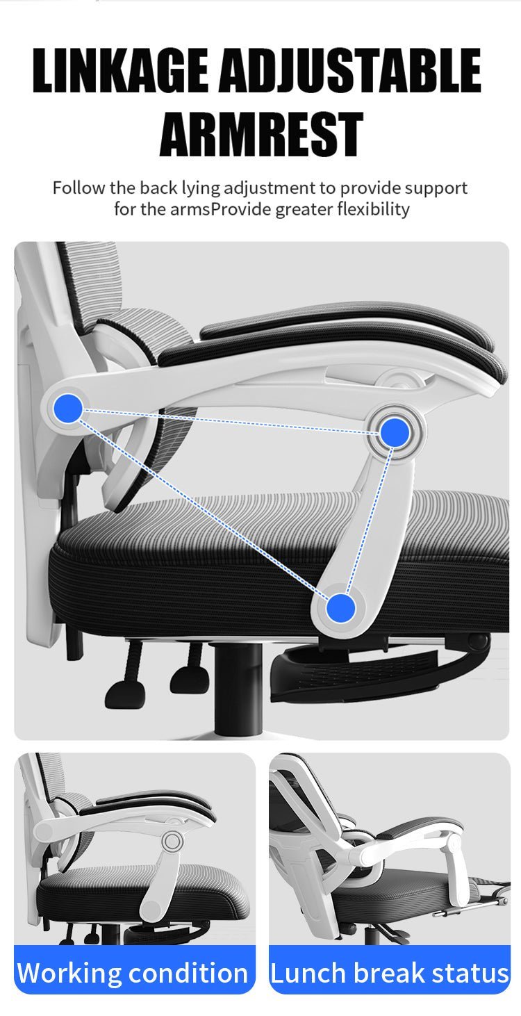 Silla Ergonómica Reclinable Soporte Lumbar y Reposapiés Negra