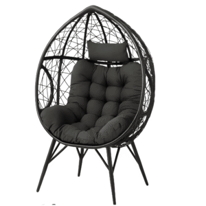 Sillón Huevo Diseño Moderno Interior Exterior Negro
