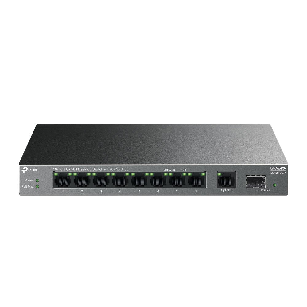 Switch 10 Puertos Gigabit con 8 Puertos PoE+ 1 SFP LS1210GP Cable