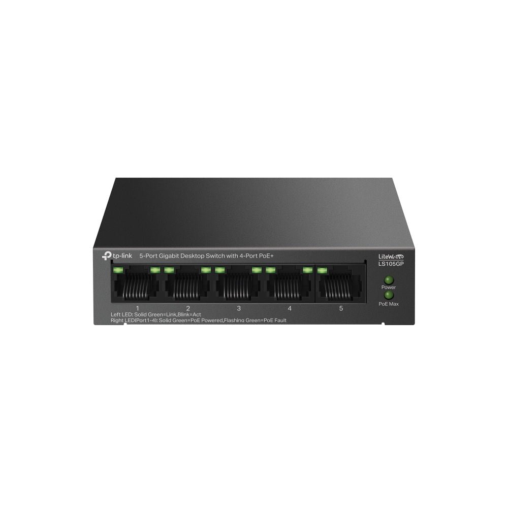 Switch 5 Puertos Gigabit con 4 Puertos PoE+ 65W LS105GP Cable
