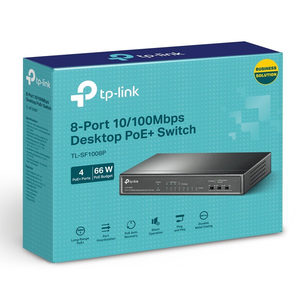 Switch 8 Puertos 4 Puertos PoE+ 10/100Mbps TL - SF1008P