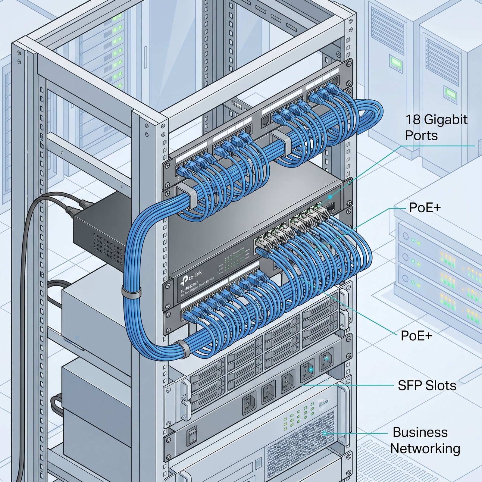 Switch Administrable 16 Puertos PoE+ TP - Link TL - SG2218P Omada