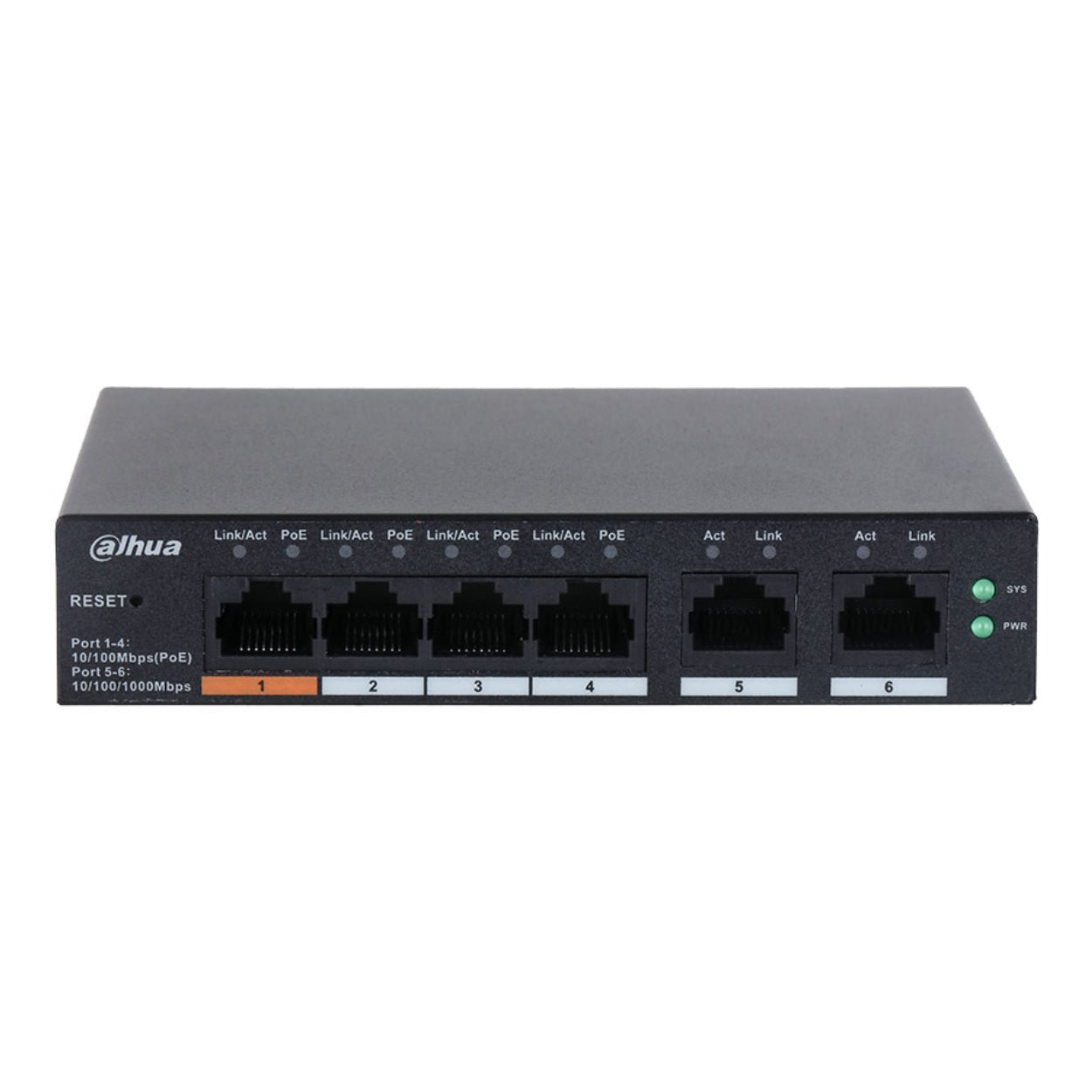 Switch Dahua 4 Puertos PoE + 2 Puertos Gigabit DH - CS4006 - 4ET