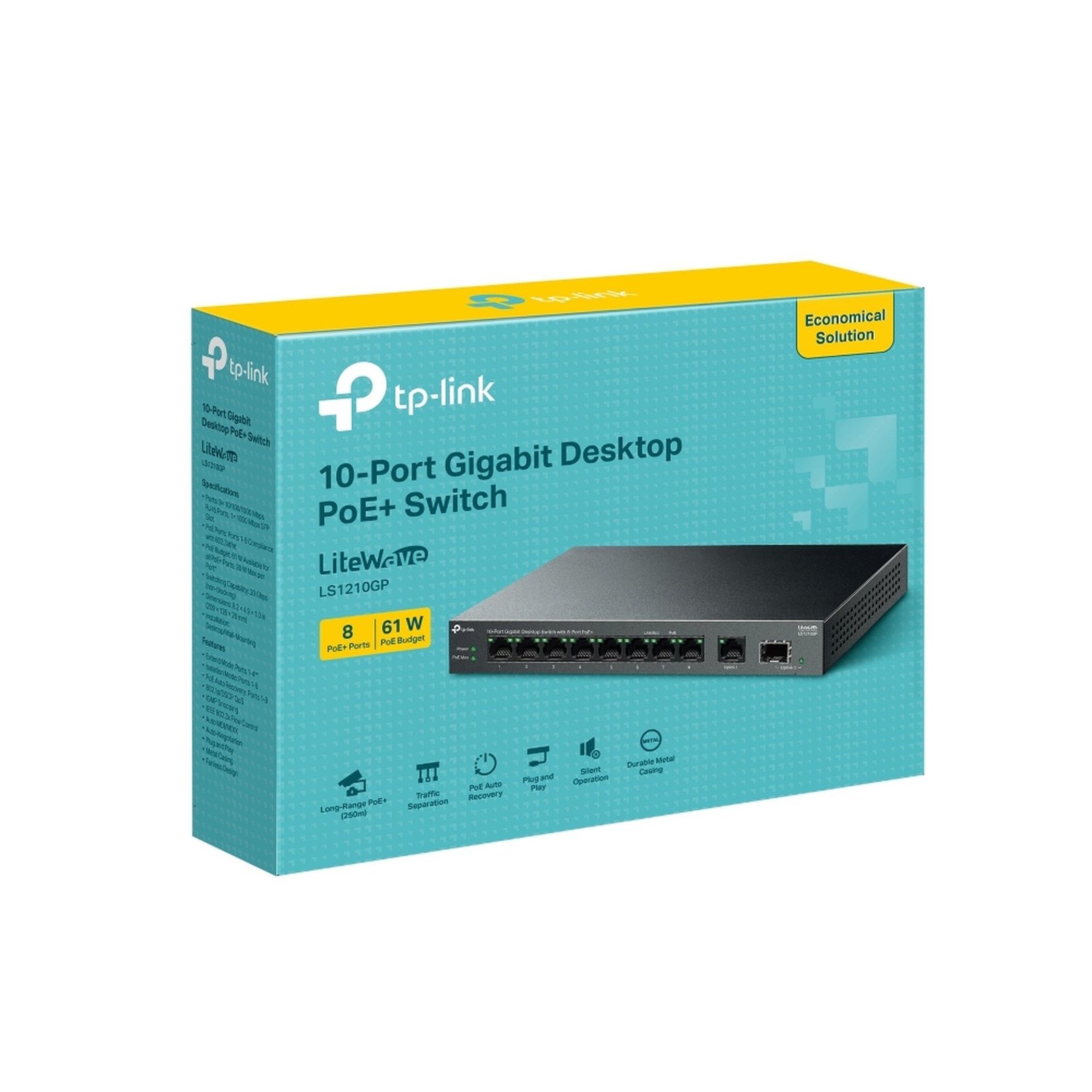 Switch Gigabit 10 Puertos TP - Link LS1210GP 8 PoE+ 1 SFP