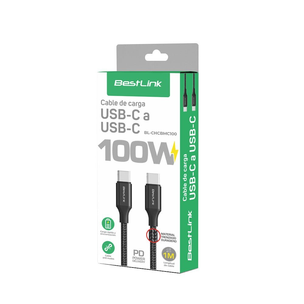 Cable USB-C a USB-C 100W Trenzado BL-CHCBMC100 PD