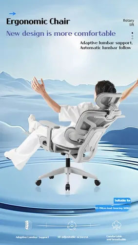Silla Ergonómica Reclinable Con Reposapiés Y Soporte Lumbar - Imagen 9