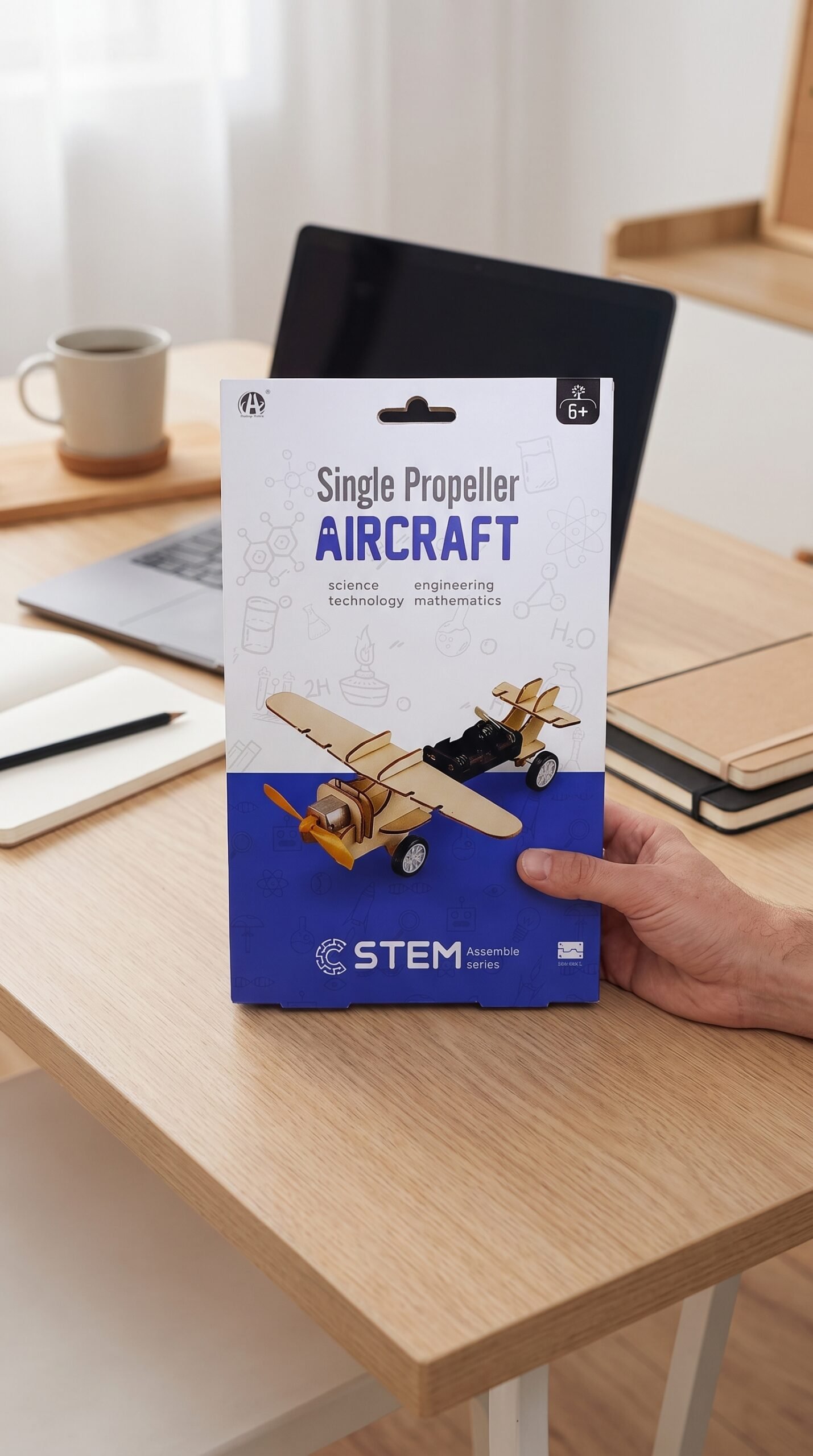 Juguete Kit Educativo STEM Avion Monohelice Motorizado Madera - Imagen 3