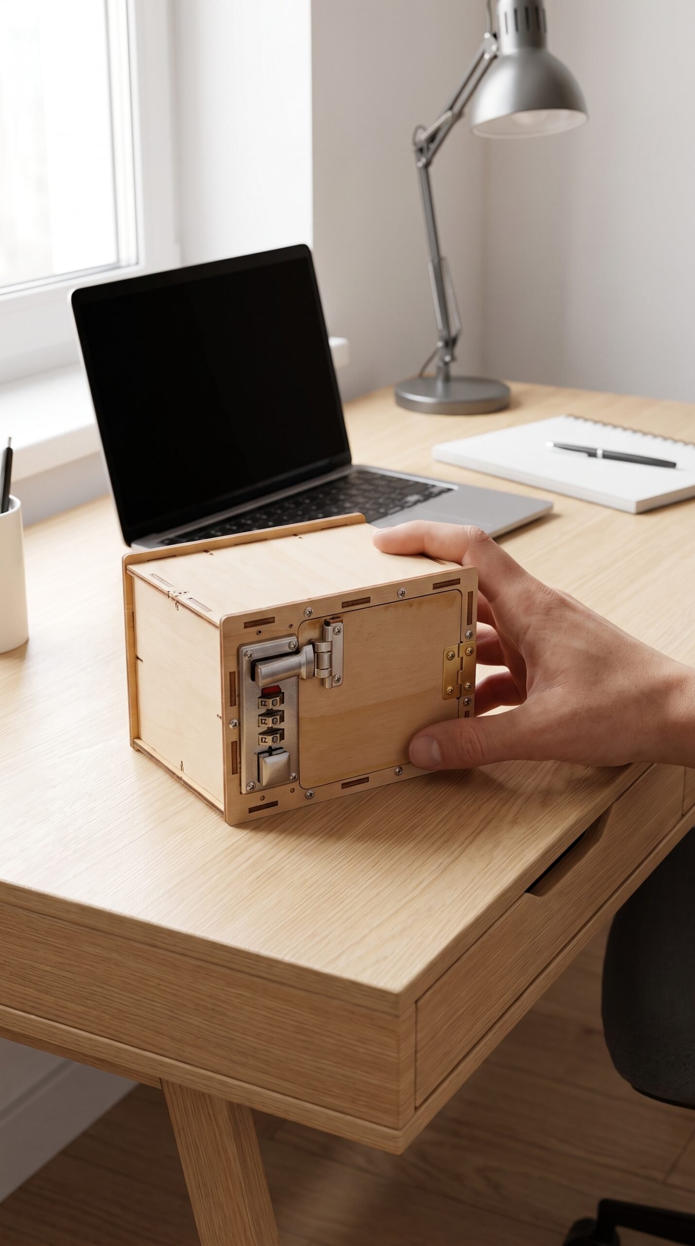 Juguete Kit Educativo Caja Fuerte Mecanica Madera 3D - Imagen 4