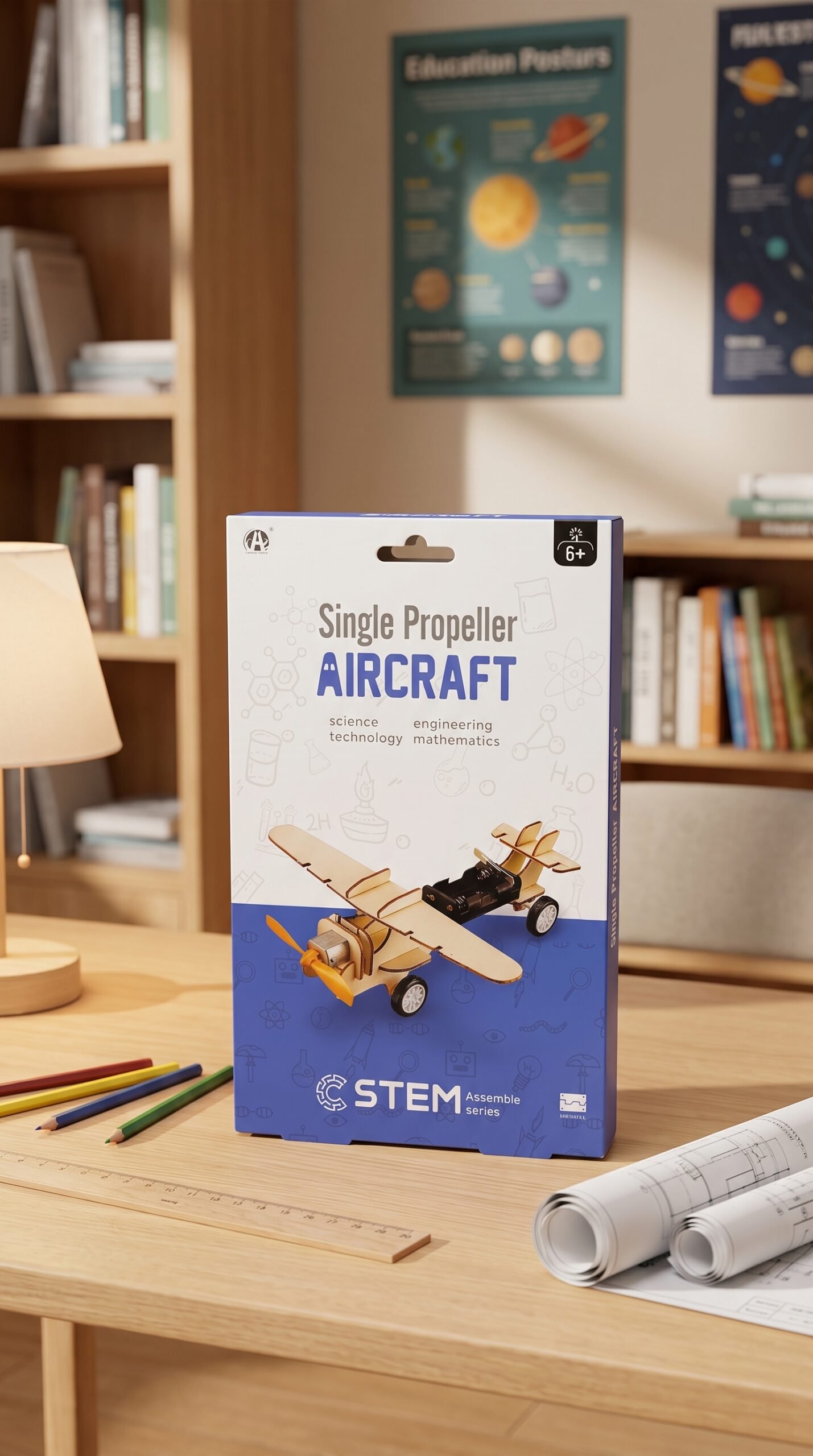 Juguete Kit Educativo STEM Avion Monohelice Motorizado Madera - Imagen 4