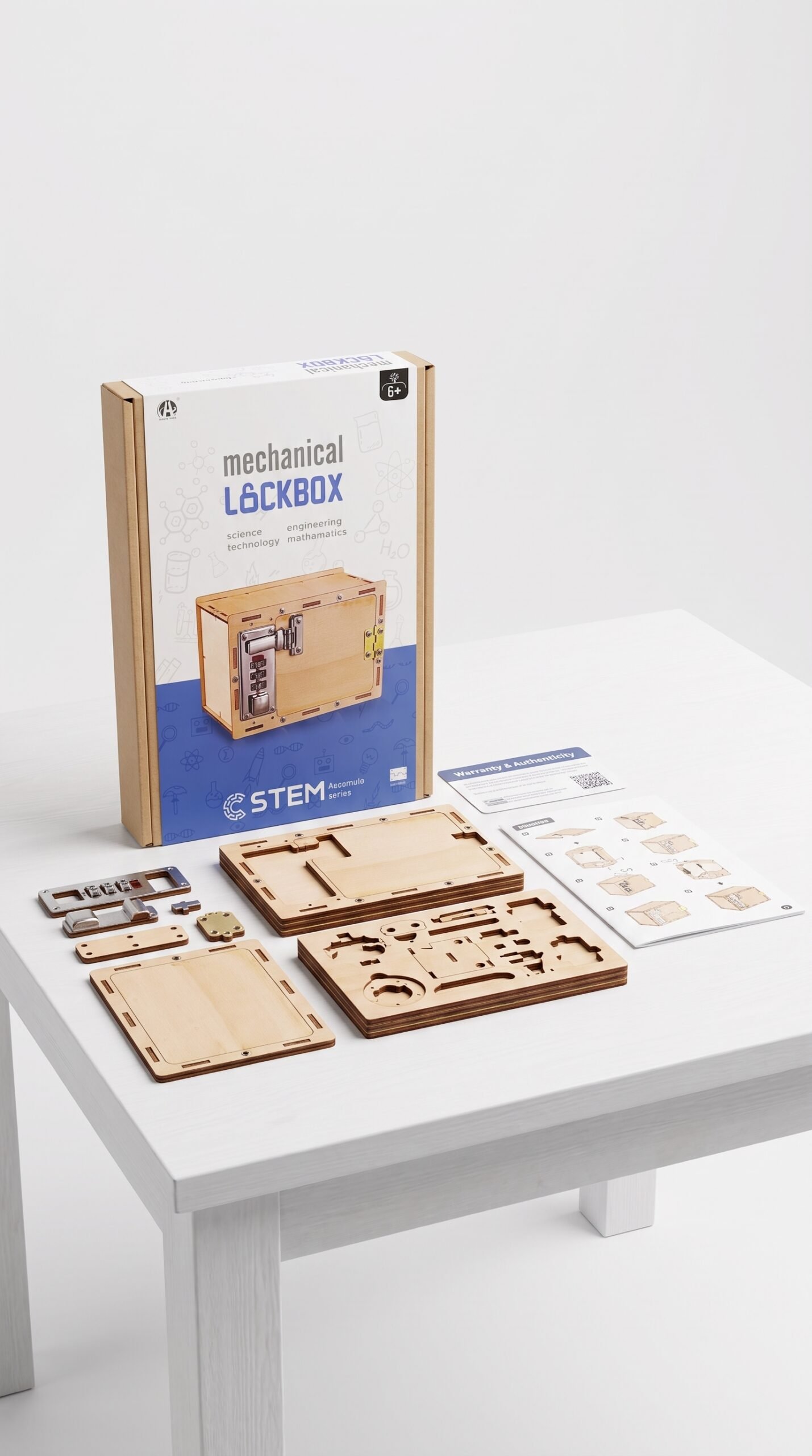 Juguete Kit Educativo Caja Fuerte Mecanica Madera 3D - Imagen 2